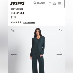 SKIMS SLEEP SET FOREST GREEN